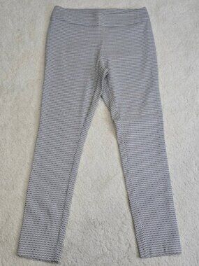 Apt‎ 9 Womens Pull On Dress Pants Size 12 Black White Print Stretch Tapered Leg